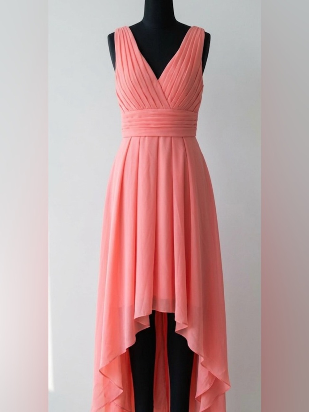 NEW Chiffon flowy Coral High-Low Dress Sz 8